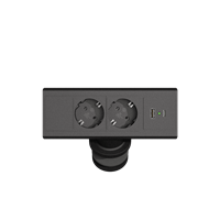 Axessline Desk - 2 eluttag typ F, 1 USB-A & 1 USB-C laddare, svart