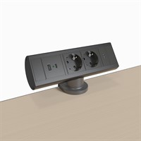 Axessline Desk - 2 eluttag typ F, 1 USB-A &amp; 1 USB-C laddare, 1 USB-C p