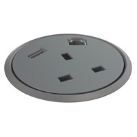 Powerdot 12 - 1 eluttag typ G, 1 USB-A laddare 12W, 1 data, svart