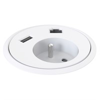 Powerdot 12 - 1 eluttag typ E, 1 USB-A laddare 12W, 1 data, vit