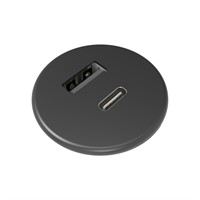 Axessline Micro - 1 USB-C & 1 USB-A laddare 12W, svart