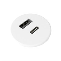 Axessline Micro - 1 USB-C & 1 USB-A laddare 12W, vit