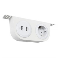 Powerdot Bracket 10 - Konsol inklusive 1 eluttag, 2 USB-A laddare, vit