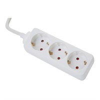 Axessline Power Strip - 3 eluttag typ F, 1.5 m kabellängd, vit