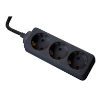 Axessline Power Strip - 3 eluttag typ F, 1.5 m kabellängd, svart