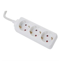 Axessline Power Strip - 3 eluttag typ F, 5.0 m kabellängd, vit